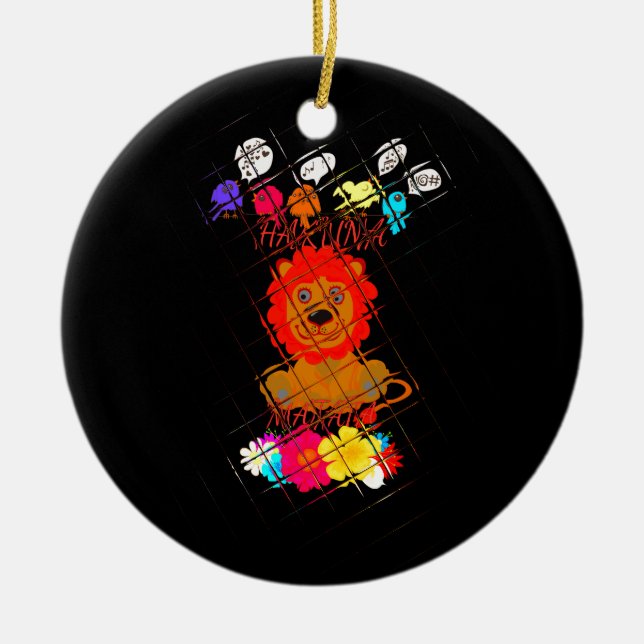 Hakuna Matata cute baby lion king design Ceramic Tree Decoration (Front)