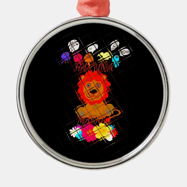 Hakuna Matata cute baby lion king Metal Tree Decoration (Front)