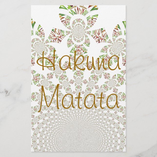 Hakuna Matata Designer Personalised Stationary Stationery (Front)