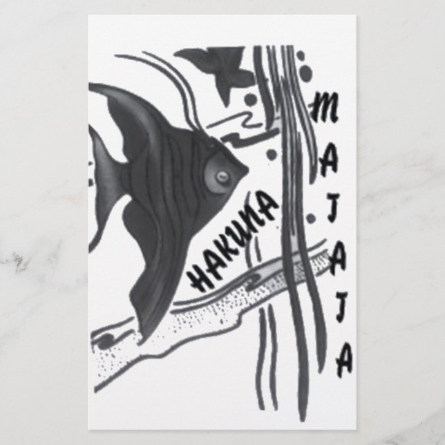 Hakuna Matata Fish Art Print Stationery (Front)