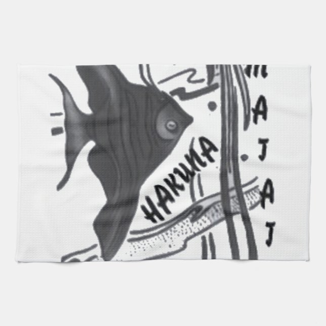 Hakuna Matata Fish Art Print Tea Towel (Horizontal)