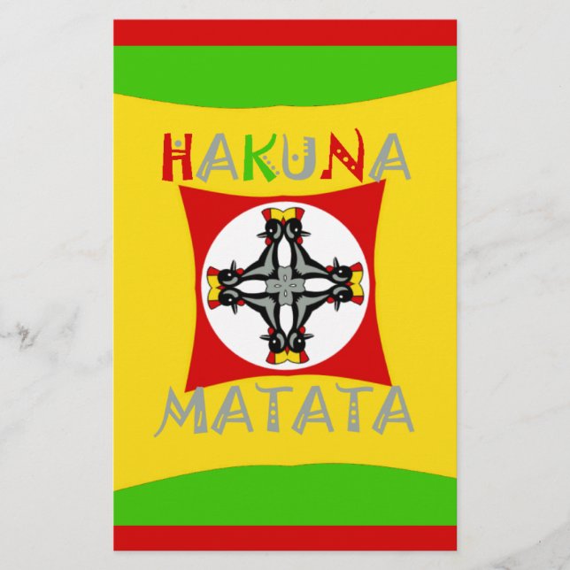 Hakuna Matata Fun Rasta Colours: Vibrant & Carefre Stationery (Front)