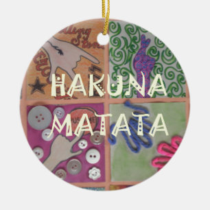 Hakuna Matata Hand Sign Art Print Ceramic Tree Decoration