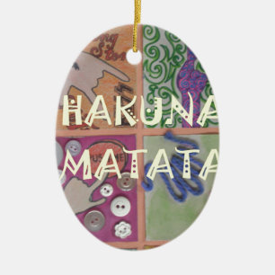 Hakuna Matata Hand Sign Art Print Ceramic Tree Decoration