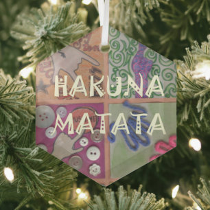 Hakuna Matata Hand Sign Art Print Glass Tree Decoration