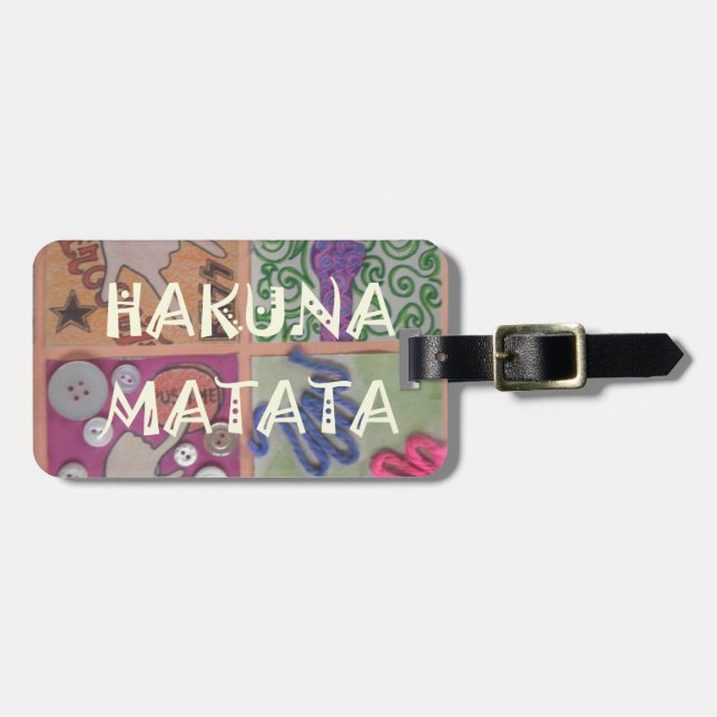 Hakuna Matata Hand Sign Art Print Luggage Tag (Front Horizontal)