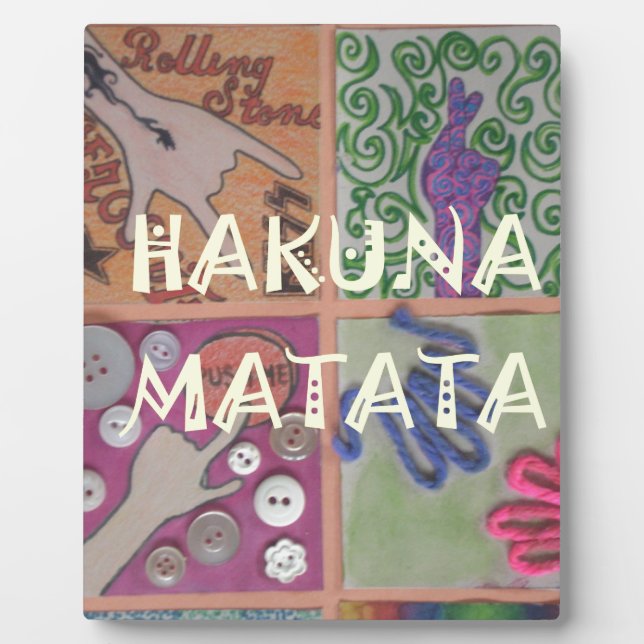 Hakuna Matata Hand Sign Art Print Plaque (Front)