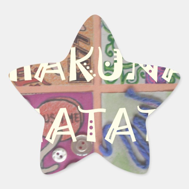 Hakuna Matata Hand Sign Art Print Star Sticker (Front)