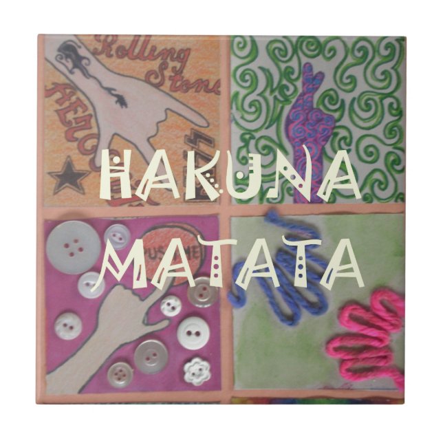 Hakuna Matata Hand Sign Art Print Tile (Front)