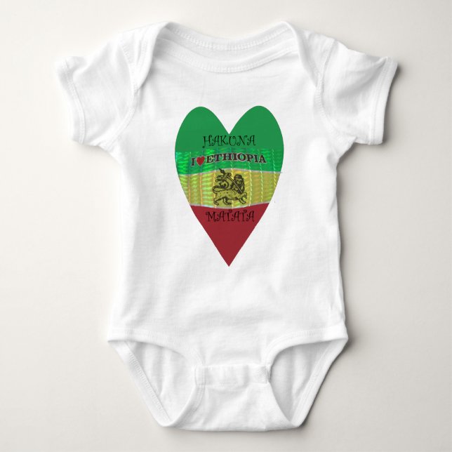 Hakuna Matata I love Ethiopia Colours.png Baby Bodysuit (Front)