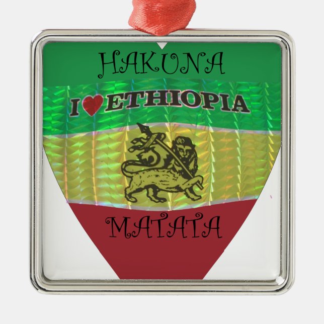 Hakuna Matata I love Ethiopia Colours.png Metal Tree Decoration (Front)