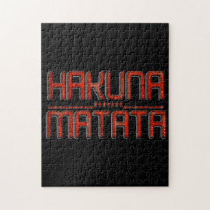 Hakuna Matata in Red With Stars Techno Jigsaw Puzzle