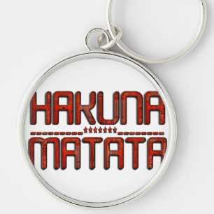 Hakuna Matata in Red With Stars Techno Key Ring