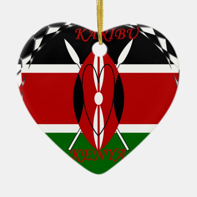 Hakuna matata Karaibu Kenya Ceramic Tree Decoration (Front)