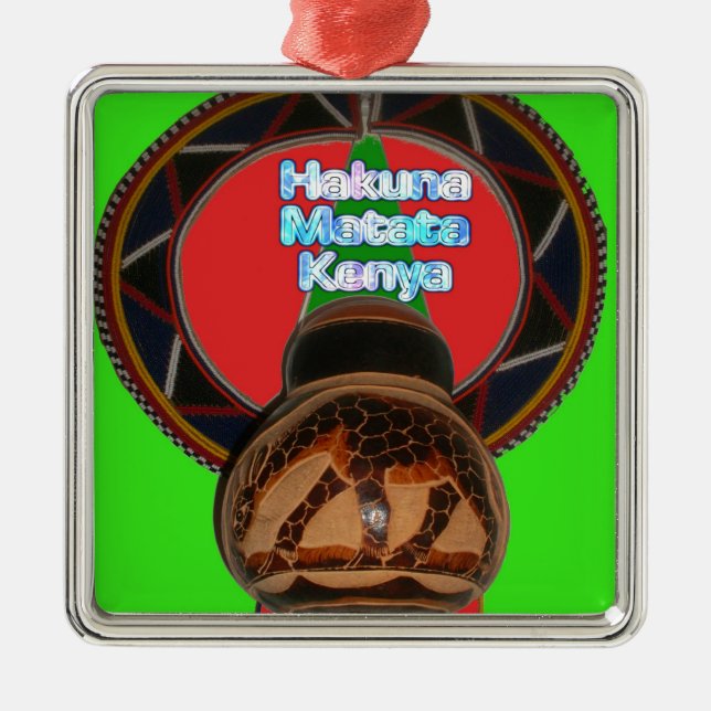 Hakuna Matata Kenya Art Print Metal Tree Decoration (Front)