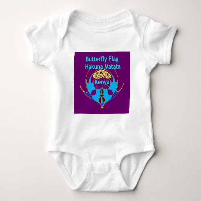 Hakuna Matata Kenya -  Butterfly Art Print/Graphic Baby Bodysuit (Front)