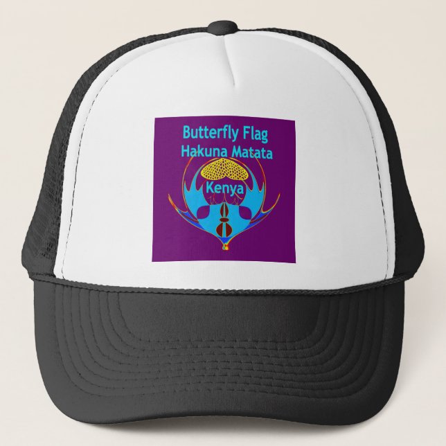 Hakuna Matata Kenya -  Butterfly Art Print/Graphic Trucker Hat (Front)
