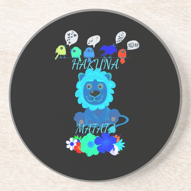 Hakuna Matata Lion Art Print Coaster (Front)