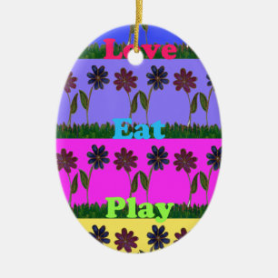 Hakuna Matata Love Eat Play.png Ceramic Tree Decoration