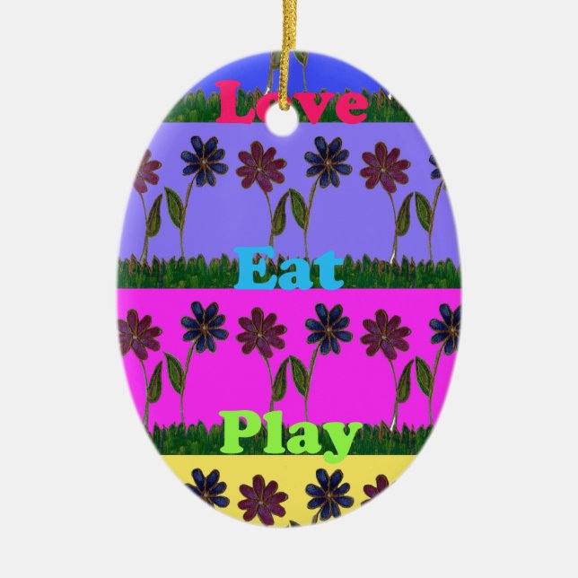 Hakuna Matata Love Eat Play.png Ceramic Tree Decoration (Front)