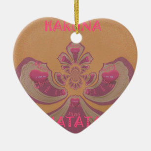 Hakuna Matata Merry Christmas lovely hearts design Ceramic Tree Decoration