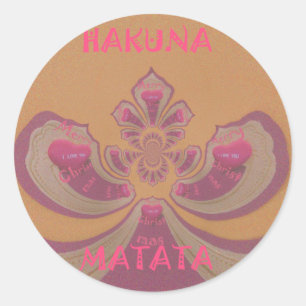 Hakuna Matata Merry Christmas lovely hearts design Classic Round Sticker