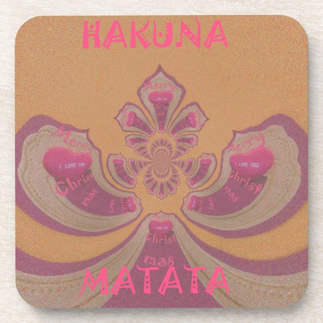 Hakuna Matata Merry Christmas lovely hearts design Coaster (Front)