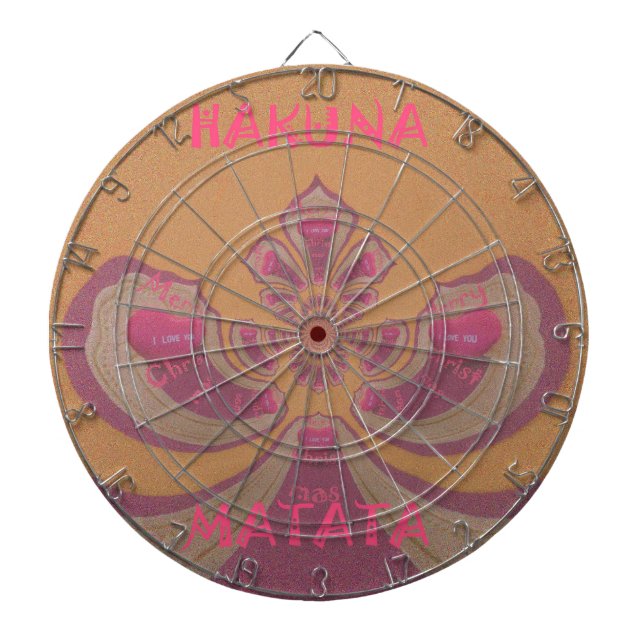 Hakuna Matata Merry Christmas lovely hearts design Dartboard (Front)