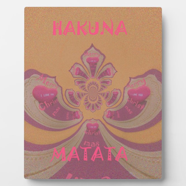 Hakuna Matata Merry Christmas lovely hearts design Plaque (Front)