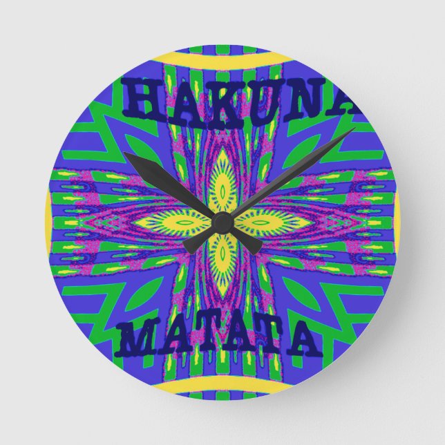 Hakuna matata Mombasa Kanga Round Clock (Front)
