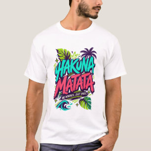 Hakuna Matata No Worries Just Vibes Colourful Grap T-Shirt