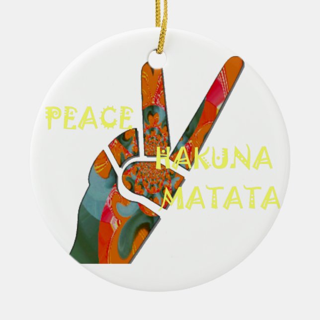 Hakuna Matata Peace Ceramic Tree Decoration (Front)