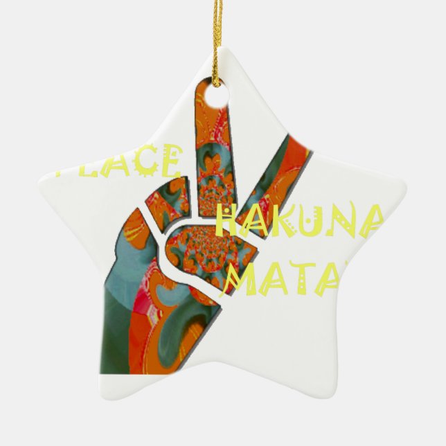 Hakuna Matata Peace Ceramic Tree Decoration (Front)