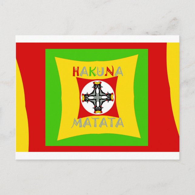 Hakuna Matata Rasta Colour Red Golden Green Postcard (Front)