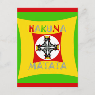 Hakuna Matata Rasta Colour Red Golden Green Postcard
