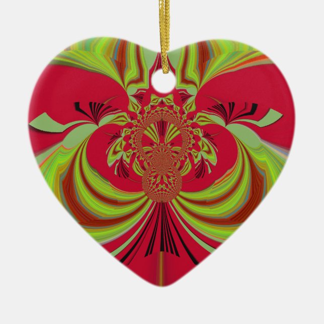 Hakuna Matata red yellow design Ceramic Tree Decoration (Front)