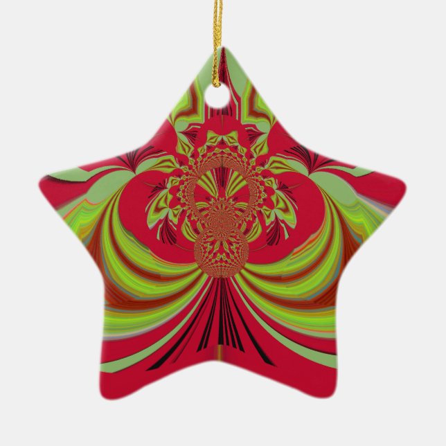 Hakuna Matata red yellow design Ceramic Tree Decoration (Front)