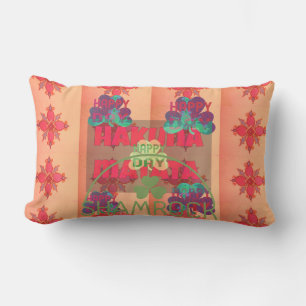 Hakuna Matata Shamrock young sprig of clover Text Lumbar Cushion