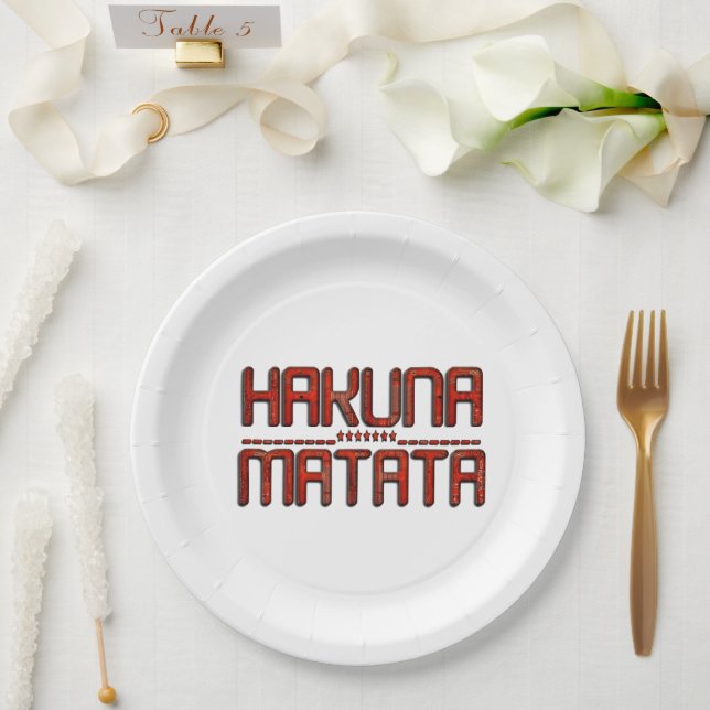 Hakuna Matata Techno Art Paper Plates (Wedding)