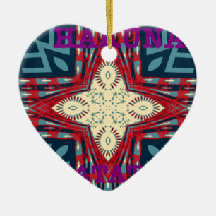 Hakuna Matata Text Hope Abstract Art Print Design Ceramic Tree Decoration