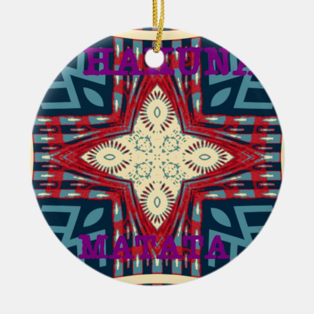 Hakuna Matata Text Hope Abstract Art Print Design Ceramic Tree Decoration (Front)