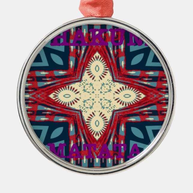 Hakuna Matata Text Hope Abstract Art Print Design Metal Tree Decoration (Front)