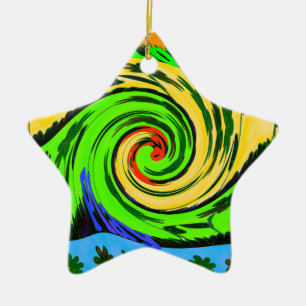 Hakuna Matata Tsunami Love Wave Colours.png Ceramic Tree Decoration