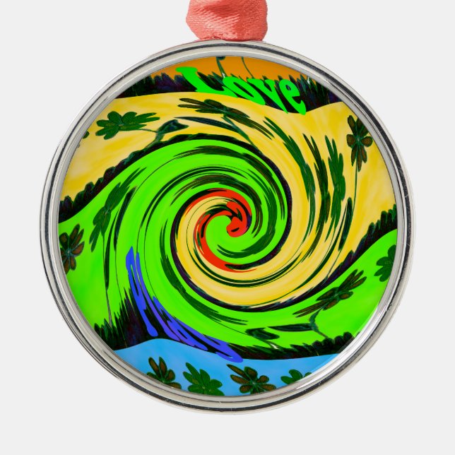 Hakuna Matata Tsunami Love Wave Colours.png Metal Tree Decoration (Front)