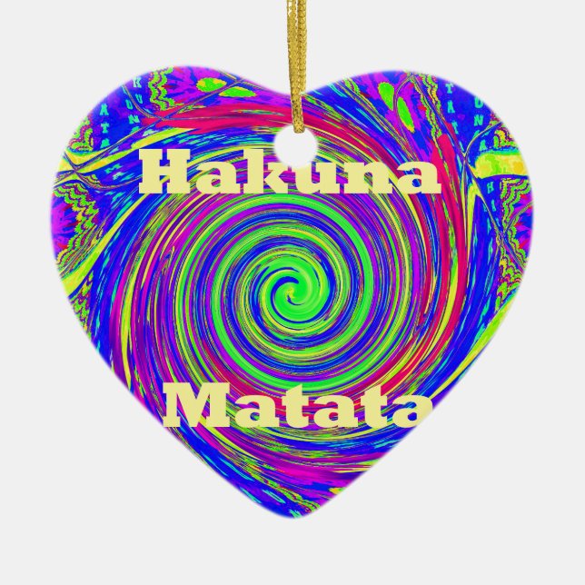 Hakuna Matata – Whirl Design with Vibrant Colours Ceramic Tree Decoration (Front)