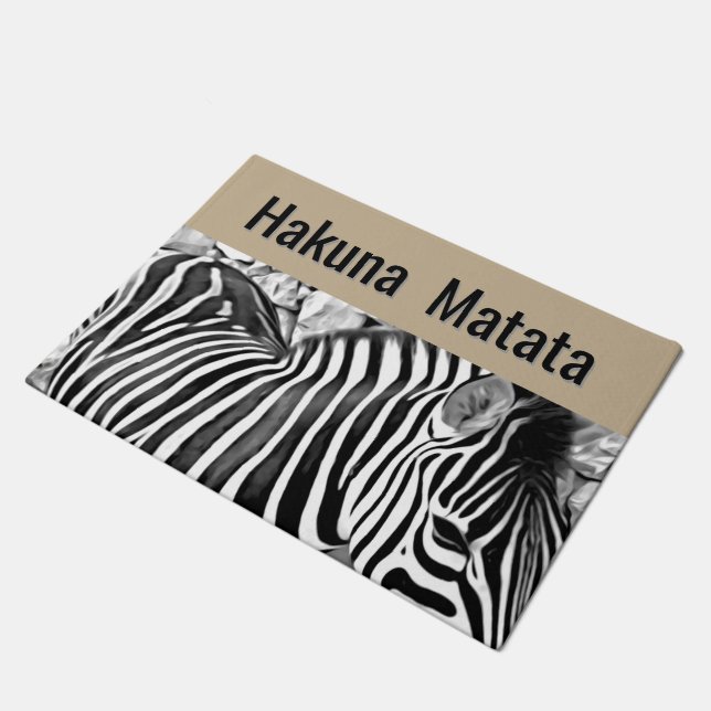  Hakuna  Matata  -zebra  close up  Doormat (Angled)