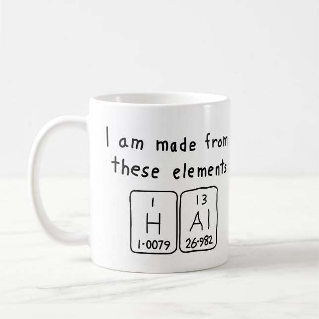 Hal periodic table name mug (Left)
