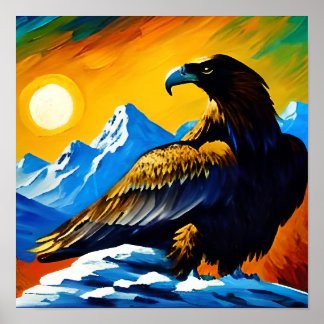 Halcón en la montaña poster