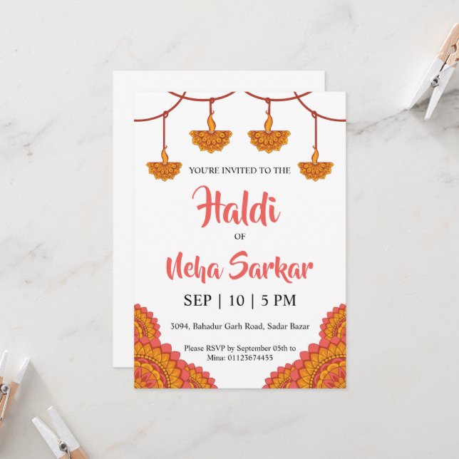haldi ceremony invitation (Front/Back In Situ)
