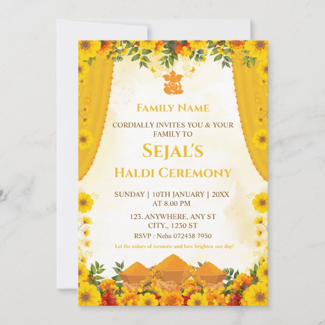 Haldi Ceremony Invitation Card (Front)